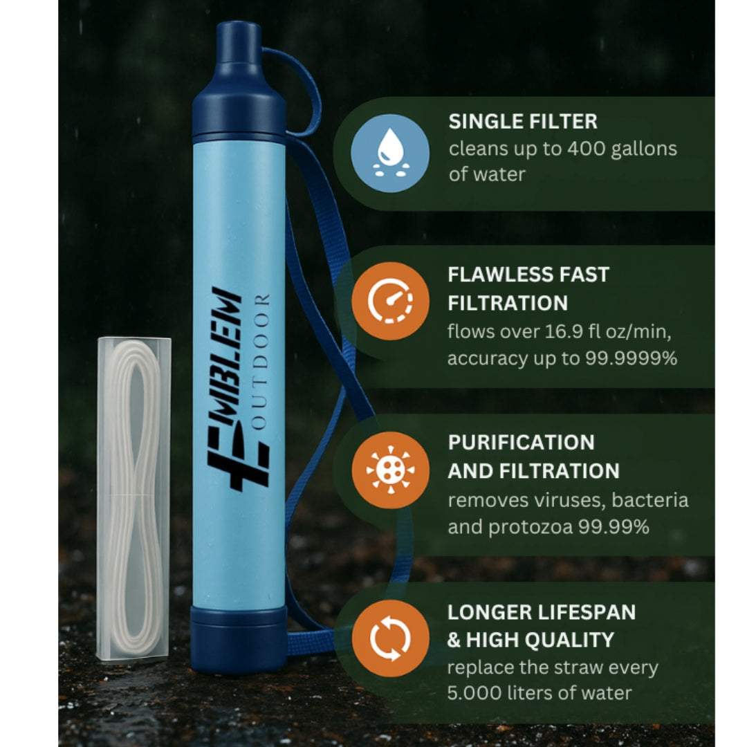 Personal Water Filter Straw Water Filter for Hiking, Camping, Travel, and Emergency